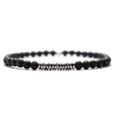 Jauna 4 mm pērlīšu rokassprādze vīriešiem neregulāra hematīta akmens meditācijas jogas rožukroņa rokassprādze Homme dabisko sēklu lavas braslet pulsera