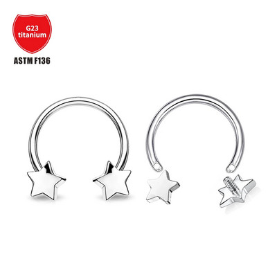 1 τεμ. F136 κράμα τιτανίου 16G Pentagram Εσωτερικό νήμα C - Ρινικό δαχτυλίδι πετάλου Ρινικό δαχτυλίδι δαχτυλίδι χειλιών δαχτυλίδι χειλιών Human puncture Jewelry