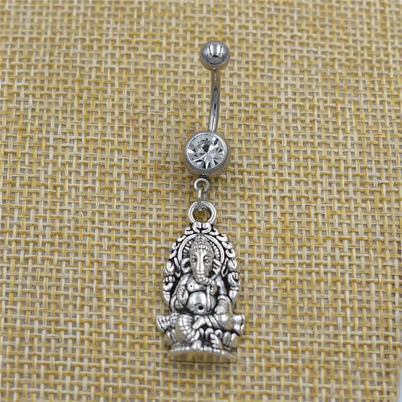 Jauni Indijas budistu mandalas lotosa joga OM rotaslietas Budas zilonis Ganešas kulons, nabas pīrsings, nabas gredzeni