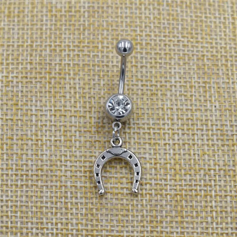 Boho Jaunums Personības Dzīvnieks Zirgu šarms Pakavs Kulons Karājas Vēders Pogas Gredzeni Nabas Stieņa Pīrsings Ķermeņa Rotaslietas