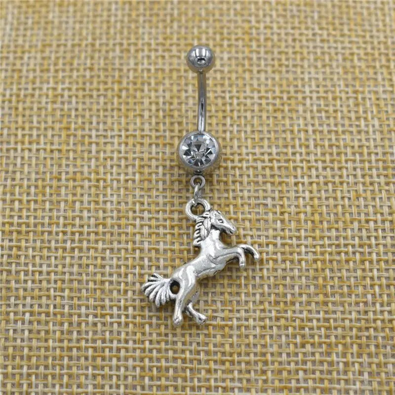 Boho Jaunums Personības Dzīvnieks Zirgu šarms Pakavs Kulons Karājas Vēders Pogas Gredzeni Nabas Stieņa Pīrsings Ķermeņa Rotaslietas