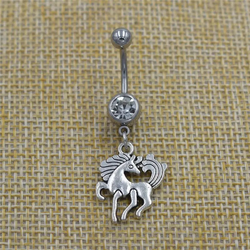 Boho Jaunums Personības Dzīvnieks Zirgu šarms Pakavs Kulons Karājas Vēders Pogas Gredzeni Nabas Stieņa Pīrsings Ķermeņa Rotaslietas