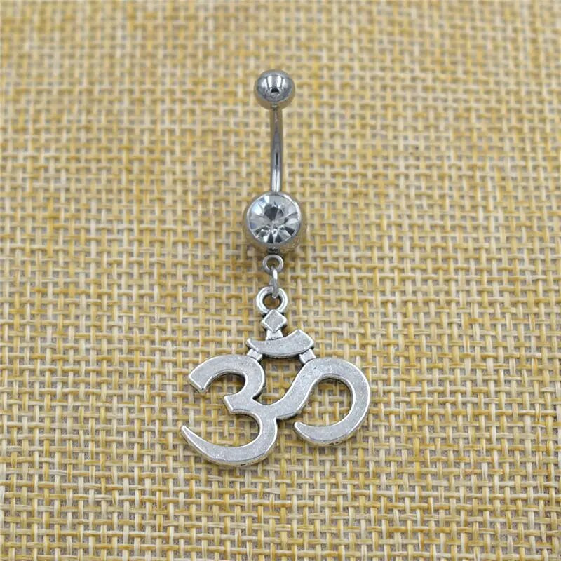 Jauna Indijas budistu vintage joga OM simbols Ohm kulons, piekarināms stienis, nabas gredzeni, kristāla ķermeņa nabas pīrsings rotaslietas dāvanas