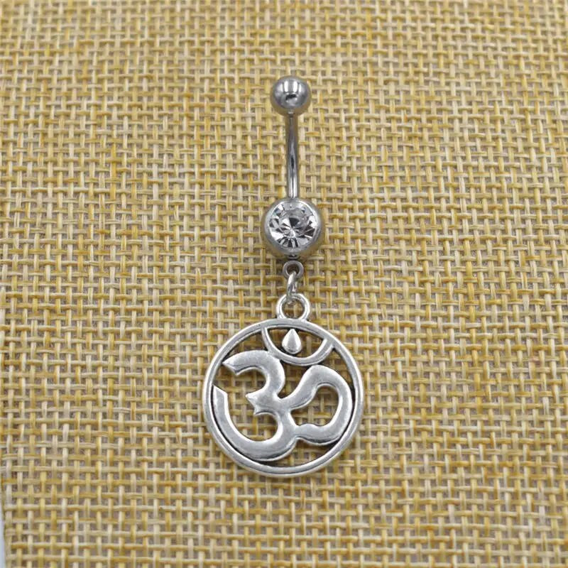 Jauna Indijas budistu vintage joga OM simbols Ohm kulons, piekarināms stienis, nabas gredzeni, kristāla ķermeņa nabas pīrsings rotaslietas dāvanas