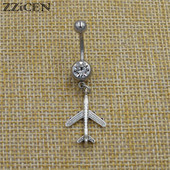 Jauni radoši nabas gredzeni Lidmašīnas lidmašīnas kulons lidmašīna 316L ķirurģiska tērauda nabas stienis pīrsings hip hop seksīgas ķermeņa rotaslietas