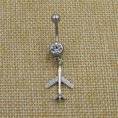 Jauni radoši nabas gredzeni Lidmašīnas lidmašīnas kulons lidmašīna 316L ķirurģiska tērauda nabas stienis pīrsings hip hop seksīgas ķermeņa rotaslietas