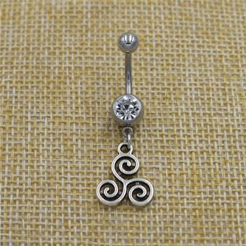 Νέο κόσμημα Body Navel Piercing Celtics Triquetra Knot Triskele Triskelion Triple Spiral μενταγιόν Dangle Bar Δαχτυλίδια κοιλιάς