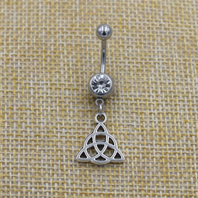 Jaunas ķermeņa nabas pīrsinga rotaslietas Celtics Triquetra Knot Triskele Triskelion Trīskārši spirālveida kuloni Piekaramie stieņi nabas gredzeni