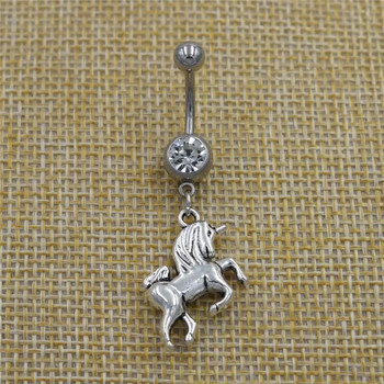 Νέο 2019 Fashion Horse Unicorn κρεμαστό κρεμαστό ομφαλό δαχτυλίδια με κοιλιά Κρυστάλλινα κοσμήματα διάτρησης σώματος για γυναίκες Δώρα καλύτερου φίλου