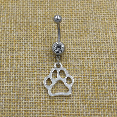 Új divat kisállat macska kutya mancsa lógó piercing gyűrű köldök sebészeti cirkon köldök gyűrűk köldök testékszerek kutyák szeretői ajándékok