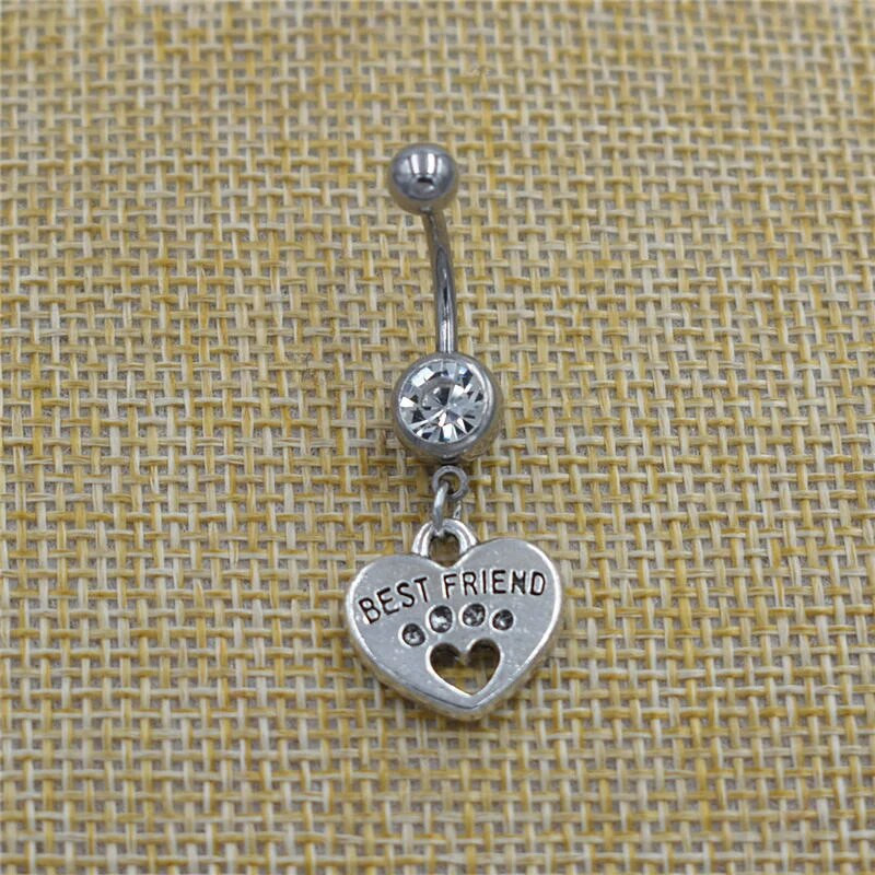 Új divat kisállat macska kutya mancsa lógó piercing gyűrű köldök sebészeti cirkon köldök gyűrűk köldök testékszerek kutyák szeretői ajándékok