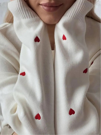 Γυναικείο πουλόβερ με κάζουαλ εμπριμέ πλεκτό Love Γυναικείο πουλόβερ High Street Μακρυμάνικο φαρδύ γυναικείο πουλόβερ 2023 Φθινοπωρινή χειμερινή μόδα Γυναικεία μπλουζάκια με λαιμόκοψη