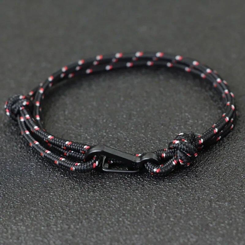 Divat kézzel készített 3 mm-es Paracord túlélő karkötő fekete karabiner kültéri kemping kötél karkötő férfiaknak női többrétegű ékszerek