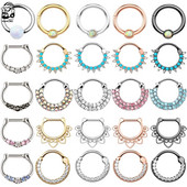1Pc Crystal Septum Piercing Clicker Open Hoop Nose Ring Ear Helix Cartlage Piercing Body Jewelry 16G ανοξείδωτα δαχτυλίδια μύτης