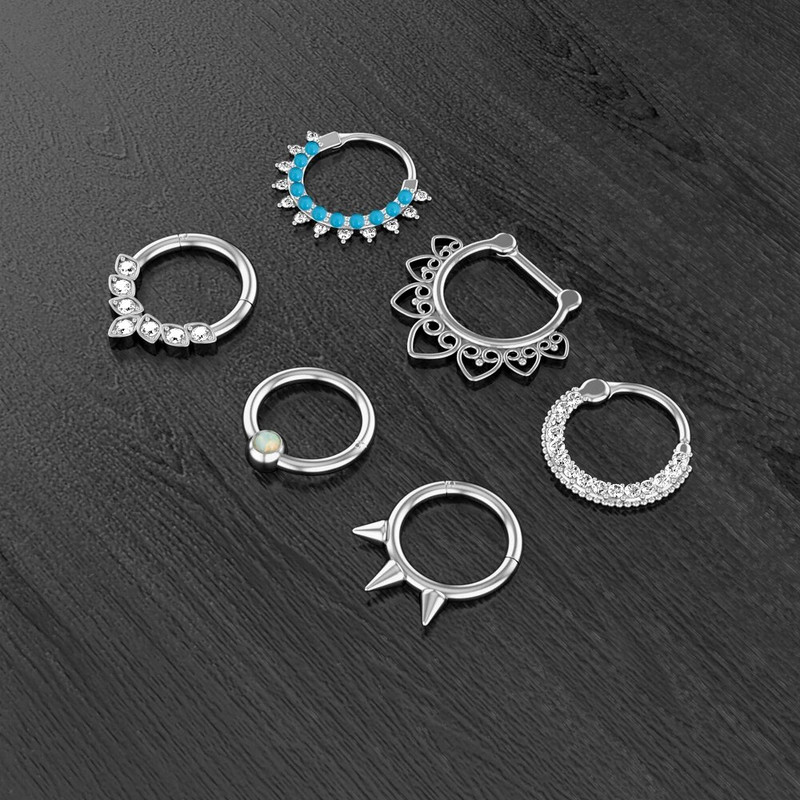 1Pc Crystal Septum Piercing Clicker Open Hoop Nose Ring Ear Helix Cartlage Piercing Body Jewelry 16G ανοξείδωτα δαχτυλίδια μύτης
