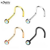 HONGTU 1 τμχ Opal βιδωτοί δακτύλιοι μύτης 20g Ατσάλινη μύτη Piercing Body Jewelry Ινδικό καρφί μύτης για γυναίκες κορίτσια Στρογγυλά τρυπήματα μύτης