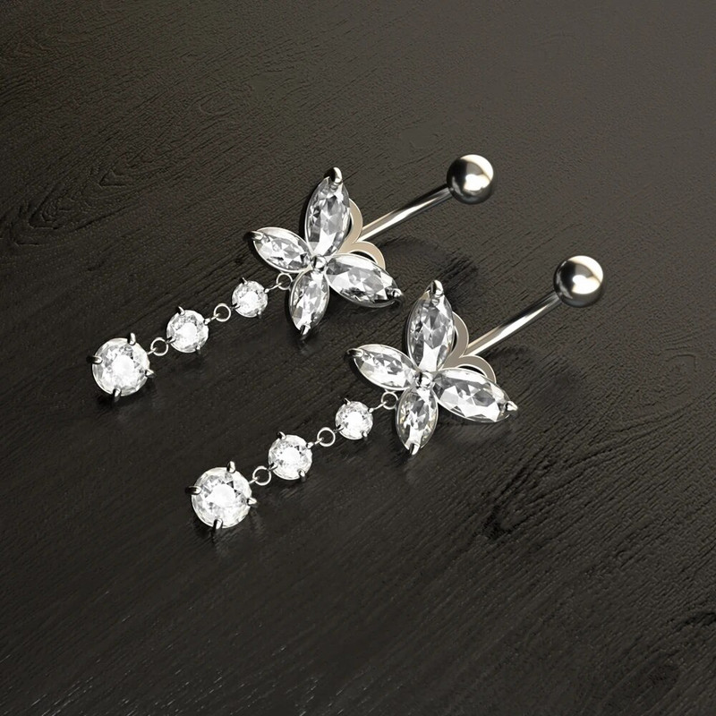 Butterfly Series 14G Nabas pīrsings nabas gredzeni 316L tērauda auskari gredzeni pīrsings Ombligo Oreja Nombril Sexy Body Jewelry