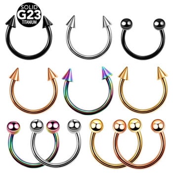 1PC Hot Sale Nose Horseshoe Ring Nose Septum Ring G23 Titanium Circular Piercing Ear cartilage Tragus Body Jewelry Piercing