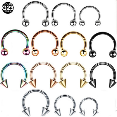 1PC Hot Sale Nose Horseshoe Ring Nose Septum Ring G23 Titanium Circular Piercing Ear cartilage Tragus Body Jewelry Piercing