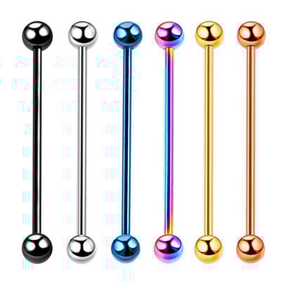6 buc din oțel chirurgical lung industrial barbell inel limba mamelon bar tragus helix ureche piercing bijuterii corp 34 mm lungime 14 g
