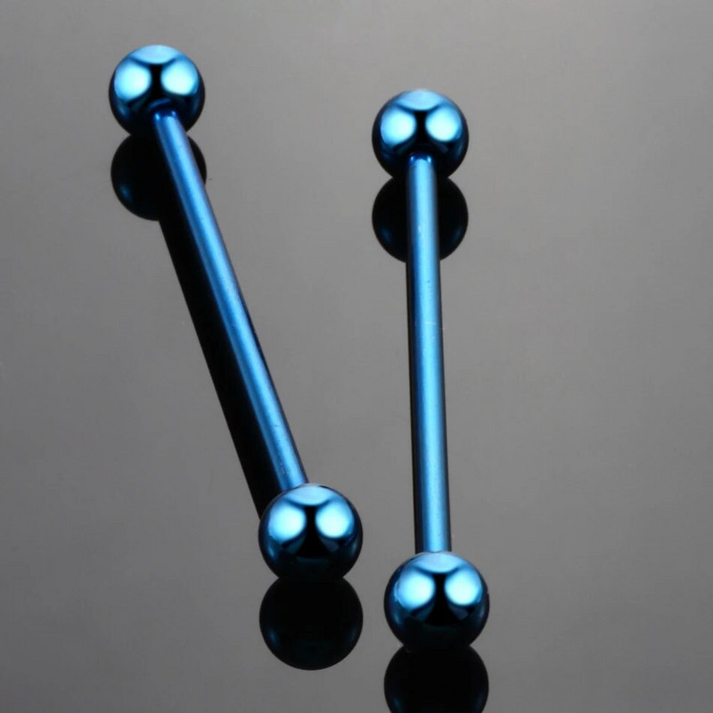 6Gb Ķirurģiskā tērauda gara rūpnieciskā stieņa gredzena mēles nipelis stienis Tragus Helix ausu pīrsings ķermeņa rotaslietas 34mm garums 14G