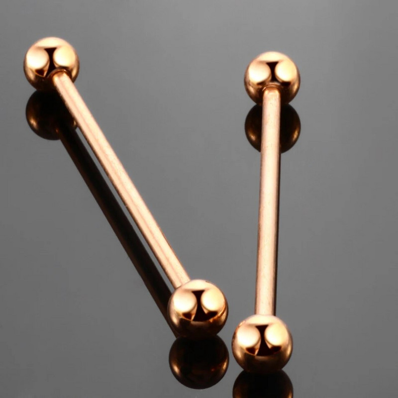 6Gb Ķirurģiskā tērauda gara rūpnieciskā stieņa gredzena mēles nipelis stienis Tragus Helix ausu pīrsings ķermeņa rotaslietas 34mm garums 14G