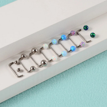 1PC G23 Titanium Surface Piercings 8mm-14mm Διπλή Μπάλα Staple Staple Piercing Barbell Opal Micro Dermal Anchors Bar Κοσμήματα