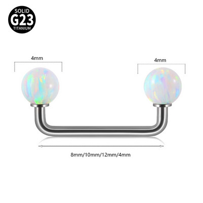 1ks piercing do tela G23 z titánu, 8 mm - 14 mm, piercing do tela s dvojitou guľôčkovou zošívačkou, piercing do činky, opál, mikro dermálne kotvy, tyčinky, šperky