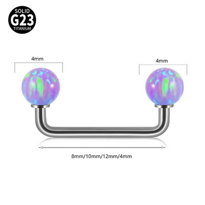 1ks piercing do tela G23 z titánu, 8 mm - 14 mm, piercing do tela s dvojitou guľôčkovou zošívačkou, piercing do činky, opál, mikro dermálne kotvy, tyčinky, šperky