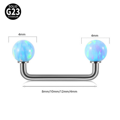 1ks piercing do tela G23 z titánu, 8 mm - 14 mm, piercing do tela s dvojitou guľôčkovou zošívačkou, piercing do činky, opál, mikro dermálne kotvy, tyčinky, šperky
