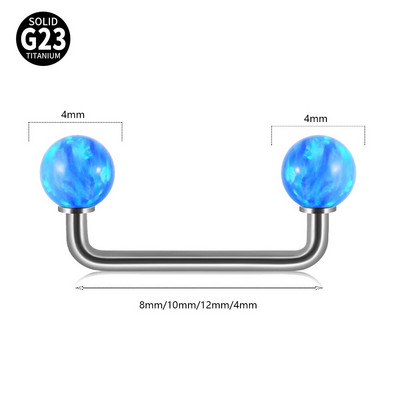 1ks piercing do tela G23 z titánu, 8 mm - 14 mm, piercing do tela s dvojitou guľôčkovou zošívačkou, piercing do činky, opál, mikro dermálne kotvy, tyčinky, šperky