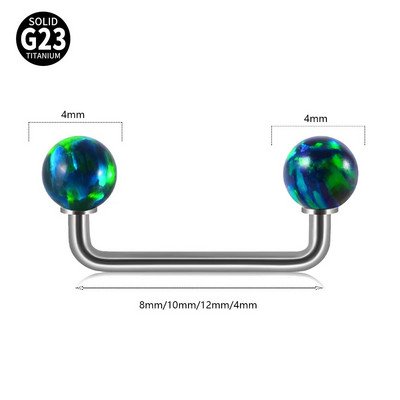 1ks piercing do tela G23 z titánu, 8 mm - 14 mm, piercing do tela s dvojitou guľôčkovou zošívačkou, piercing do činky, opál, mikro dermálne kotvy, tyčinky, šperky