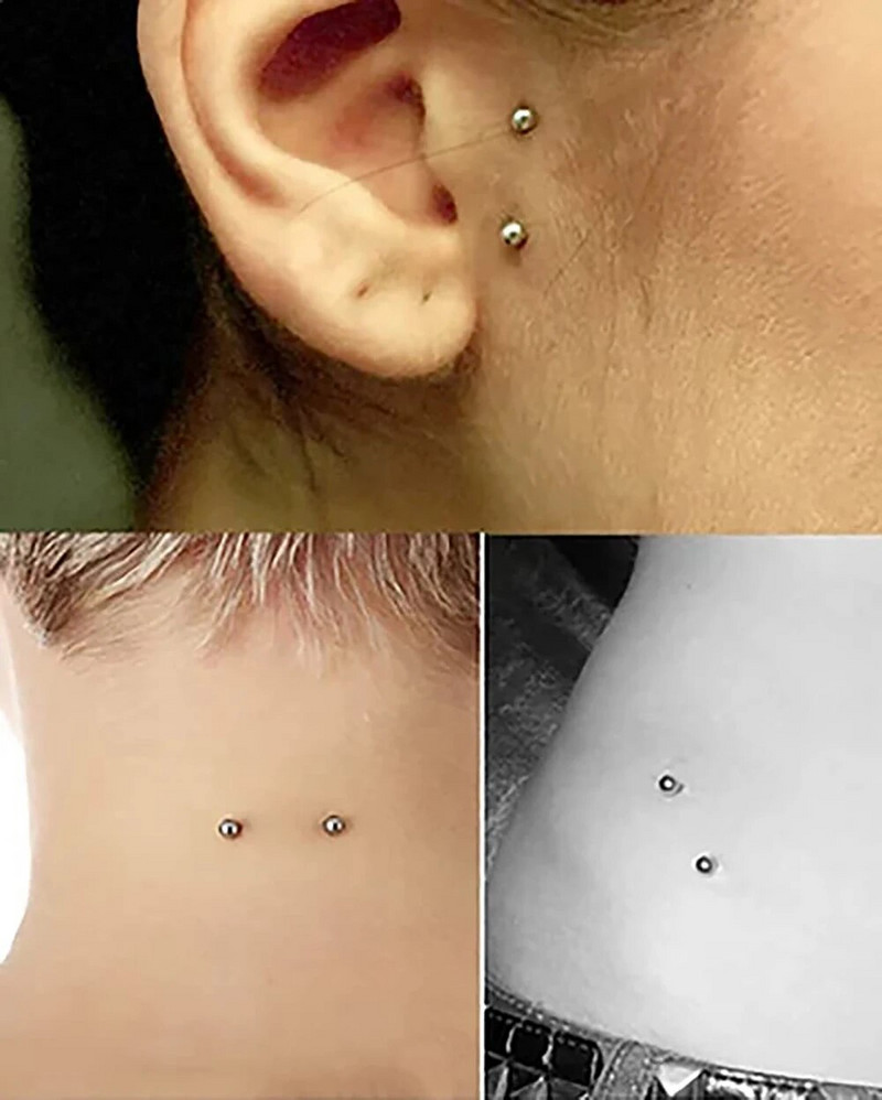 1ks piercing do tela G23 z titánu, 8 mm - 14 mm, piercing do tela s dvojitou guľôčkovou zošívačkou, piercing do činky, opál, mikro dermálne kotvy, tyčinky, šperky