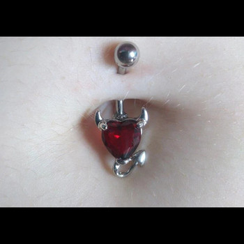 1PC Steel Garnet Heart Zircon Crystal Devil Love Heart Belly Button Rings Τρυπήματα αφαλού Nombril Ombligo Γυναικεία κοσμήματα μόδας