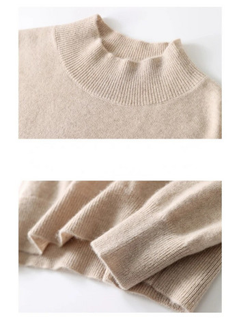 Есен Зима Дамски пуловери Пуловери с полувисока яка Плътни дебели топли пуловери с дълъг ръкав Риза с долна част Мек трикотаж