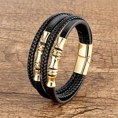 YAN MIN roostevabast terasest käevõru Meeste randmepael Must kootud nahast köis Punk käevõru Käepael Stiilsed vabaaja ehted