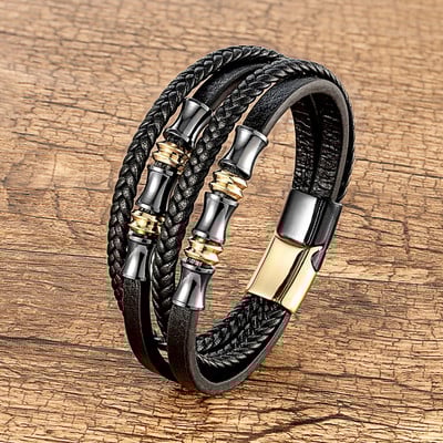 YAN MIN roostevabast terasest käevõru Meeste randmepael Must kootud nahast köis Punk käevõru Käepael Stiilsed vabaaja ehted