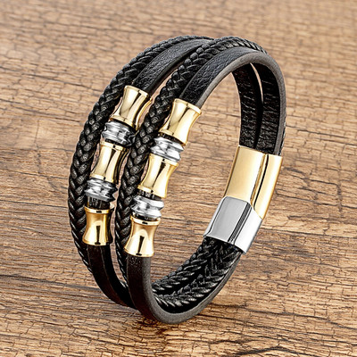 YAN MIN roostevabast terasest käevõru Meeste randmepael Must kootud nahast köis Punk käevõru Käepael Stiilsed vabaaja ehted