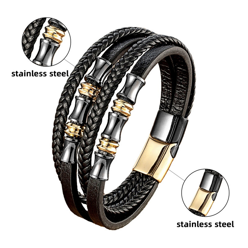 YAN MIN roostevabast terasest käevõru Meeste randmepael Must kootud nahast köis Punk käevõru Käepael Stiilsed vabaaja ehted