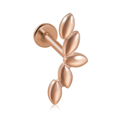 1PC Вътрешна резба Marquise от хирургическа стомана Позлатено ухо Трагус хрущял Пиърсинг Helix Обеца Labret Устни Шипове Бижута