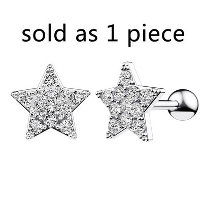 1 db Butterfly Star Heart Style Crystal Ear Tragus Piercing Mini Fülcsavar Daith Fülbevaló Helix Piercing Női Lányoknak Gyerekeknek