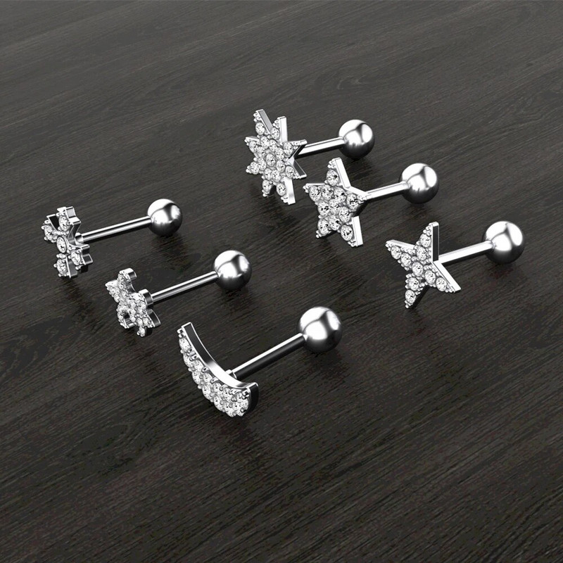 1 db Butterfly Star Heart Style Crystal Ear Tragus Piercing Mini Fülcsavar Daith Fülbevaló Helix Piercing Női Lányoknak Gyerekeknek