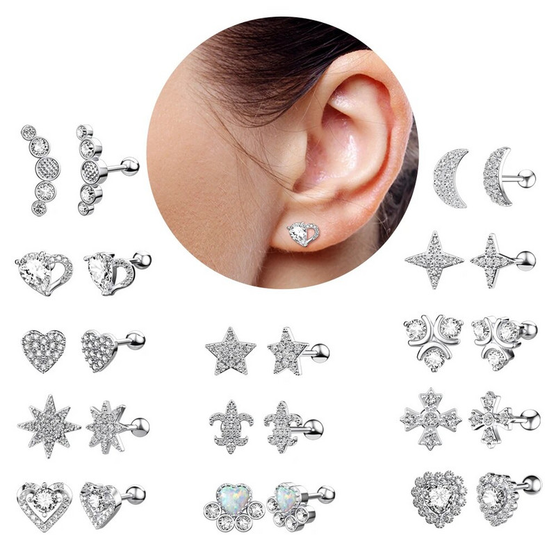 1 db Butterfly Star Heart Style Crystal Ear Tragus Piercing Mini Fülcsavar Daith Fülbevaló Helix Piercing Női Lányoknak Gyerekeknek