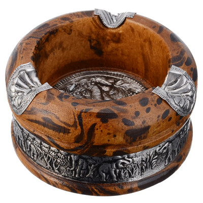 Vintage koka pelnu trauks, rokām darināts smēķējamās tabakas cigarešu pelnu trauks pelnu trauka futrālis mājas smēķēšanai, 1 komplekts 3 collas