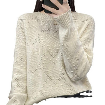 Дамски пуловери Нови есенни зимни топли пуловери с О-образно деколте и дълъг ръкав Ежедневни корейски топли базови джъмпери Модни трикотажни долна риза