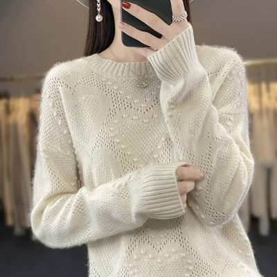 Sieviešu džemperi Jauns rudens ziemas O veida kakla izgriezums ar garām piedurknēm silti džemperi ikdienišķs korejiešu silts pamata džemperis Modes trikotāžas krekls apakšā