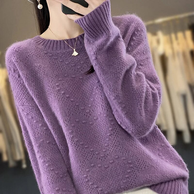 Sieviešu džemperi Jauns rudens ziemas O veida kakla izgriezums ar garām piedurknēm silti džemperi ikdienišķs korejiešu silts pamata džemperis Modes trikotāžas krekls apakšā