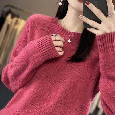 Sieviešu džemperi Jauns rudens ziemas O veida kakla izgriezums ar garām piedurknēm silti džemperi ikdienišķs korejiešu silts pamata džemperis Modes trikotāžas krekls apakšā