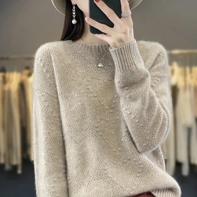 Sieviešu džemperi Jauns rudens ziemas O veida kakla izgriezums ar garām piedurknēm silti džemperi ikdienišķs korejiešu silts pamata džemperis Modes trikotāžas krekls apakšā