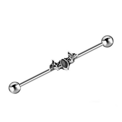 Gothic Bat Industrial Pīrsings Auskars Nerūsējošā tērauda Rūpnieciskā stienis Skrimšļa Pīrsings Helovīna ballīte Ķermeņa rotaslietas